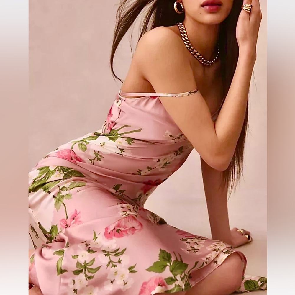 🌺🎉HP🎉🌺 NWT Reformation Parma Silk Maxi Dress Rose Garden